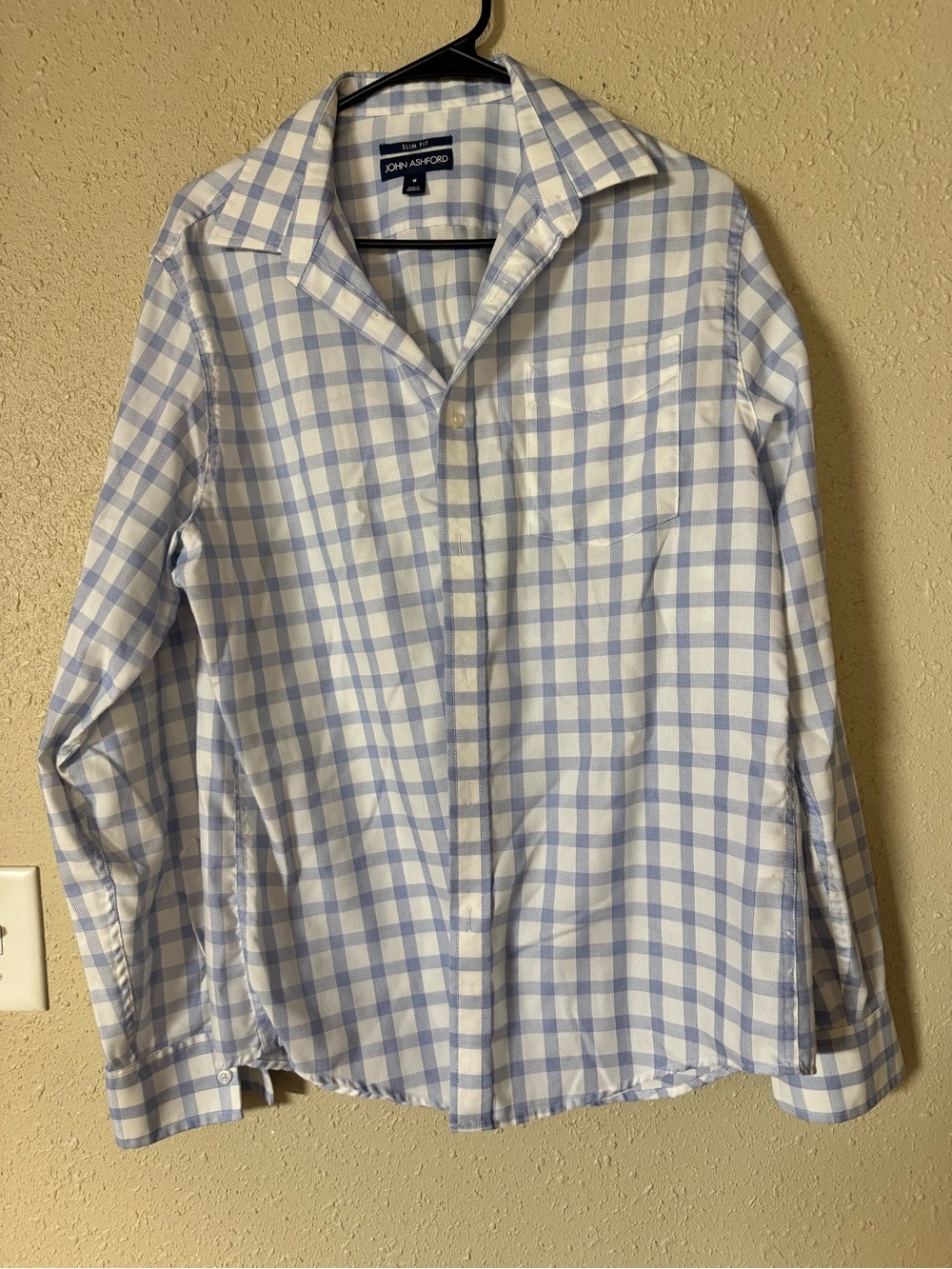 John‎ Ashford Blue & White Checked Casual Button-Down Shirt